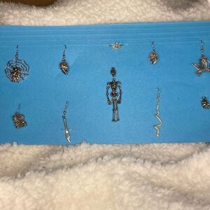 Halloween Skeletons and more! INDIVIDUAL SILVER EARRINGS LOT OF 9 + Free Ring!